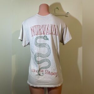 Nirvana Serpent Men's Medium Gray Tee Shirt with Serve The Serpents graphic‎